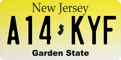 NJ license plate A14KYF