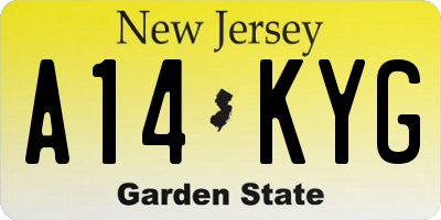 NJ license plate A14KYG