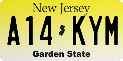 NJ license plate A14KYM