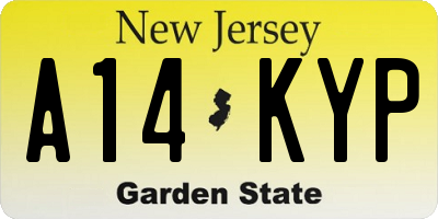 NJ license plate A14KYP