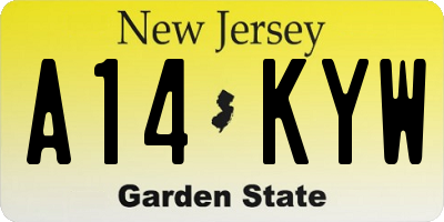 NJ license plate A14KYW
