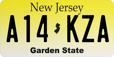 NJ license plate A14KZA