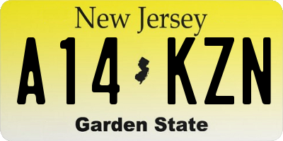 NJ license plate A14KZN
