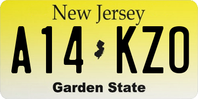 NJ license plate A14KZO