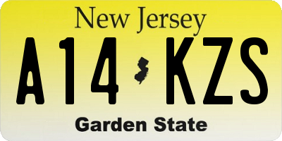 NJ license plate A14KZS