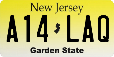 NJ license plate A14LAQ
