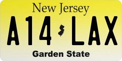 NJ license plate A14LAX