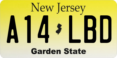 NJ license plate A14LBD