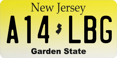 NJ license plate A14LBG
