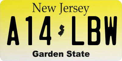 NJ license plate A14LBW