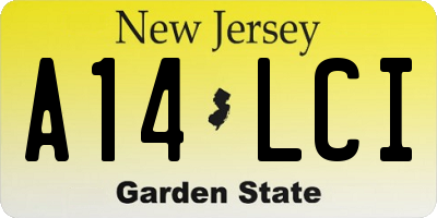 NJ license plate A14LCI