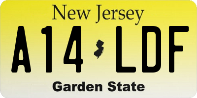NJ license plate A14LDF