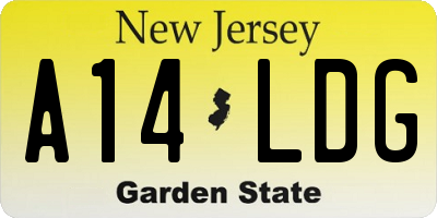 NJ license plate A14LDG