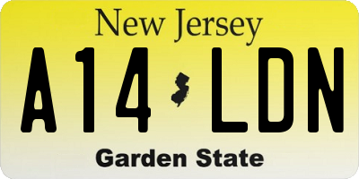 NJ license plate A14LDN