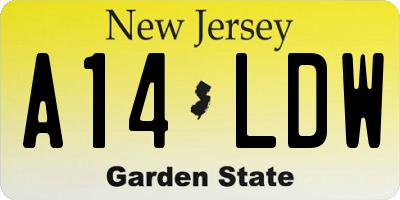NJ license plate A14LDW