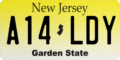 NJ license plate A14LDY