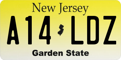 NJ license plate A14LDZ