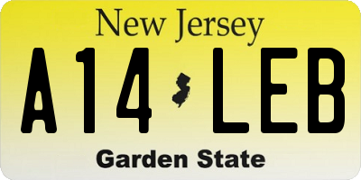 NJ license plate A14LEB