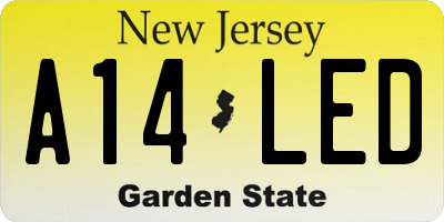 NJ license plate A14LED
