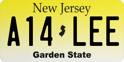 NJ license plate A14LEE