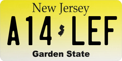 NJ license plate A14LEF