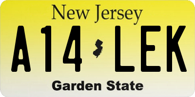NJ license plate A14LEK