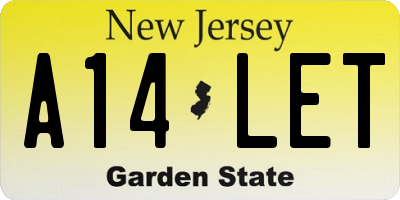 NJ license plate A14LET