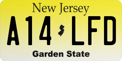 NJ license plate A14LFD