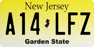 NJ license plate A14LFZ