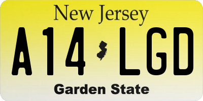 NJ license plate A14LGD