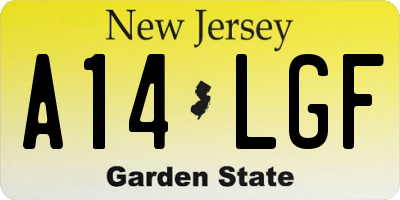 NJ license plate A14LGF