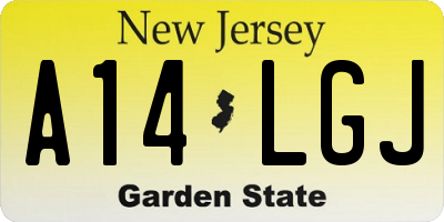 NJ license plate A14LGJ