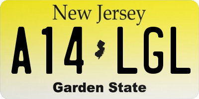 NJ license plate A14LGL