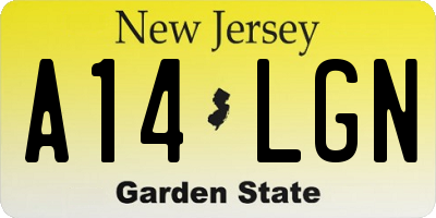 NJ license plate A14LGN