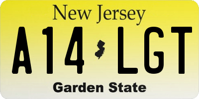 NJ license plate A14LGT