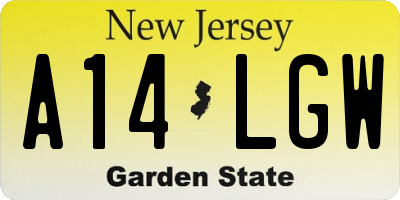 NJ license plate A14LGW