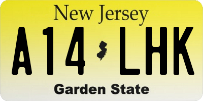NJ license plate A14LHK