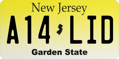 NJ license plate A14LID