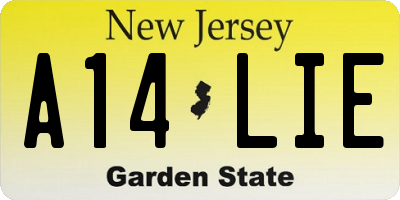 NJ license plate A14LIE