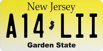 NJ license plate A14LII