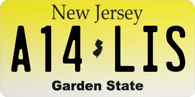 NJ license plate A14LIS
