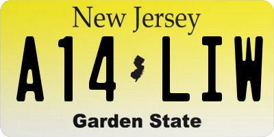 NJ license plate A14LIW