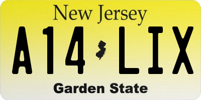 NJ license plate A14LIX