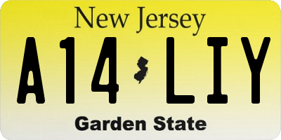NJ license plate A14LIY
