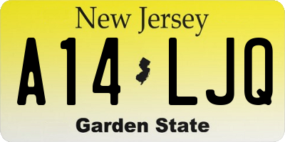 NJ license plate A14LJQ