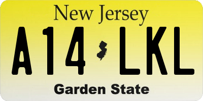 NJ license plate A14LKL