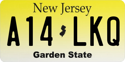 NJ license plate A14LKQ
