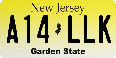 NJ license plate A14LLK