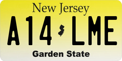 NJ license plate A14LME