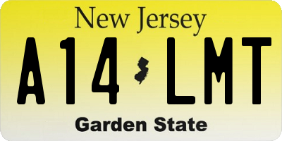 NJ license plate A14LMT